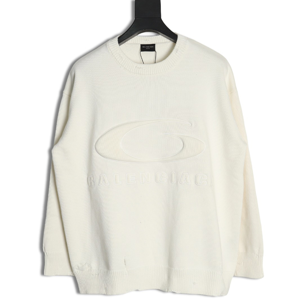 Balenciaga embossed three-dimensional lettering hole knit sweater
