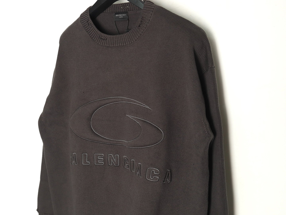 Balenciaga embossed three-dimensional lettering hole knit sweater TSK1