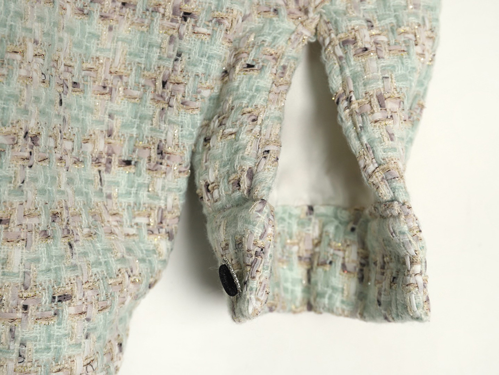 Chanel Haute Couture Silver Woven Check Shirt Jacket