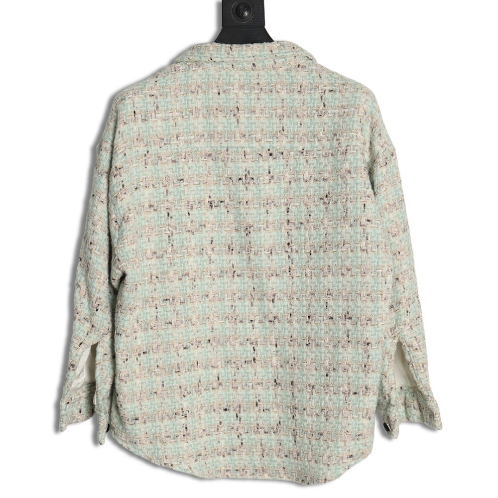 Chanel Haute Couture Silver Woven Check Shirt Jacket