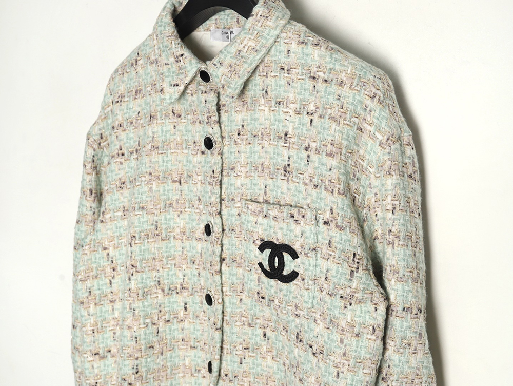 Chanel Haute Couture Silver Woven Check Shirt Jacket