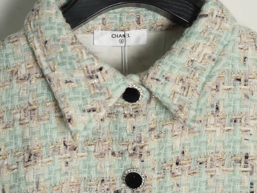 Chanel Haute Couture Silver Woven Check Shirt Jacket