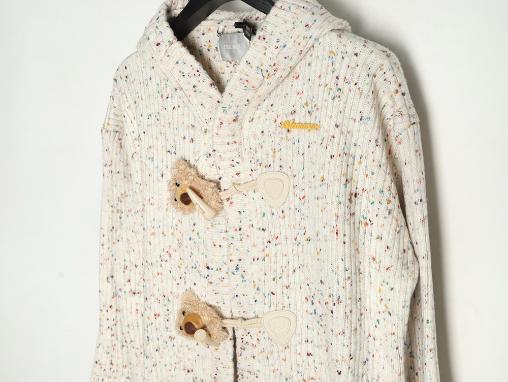 13De Marzo horn button hooded cardigan sweater