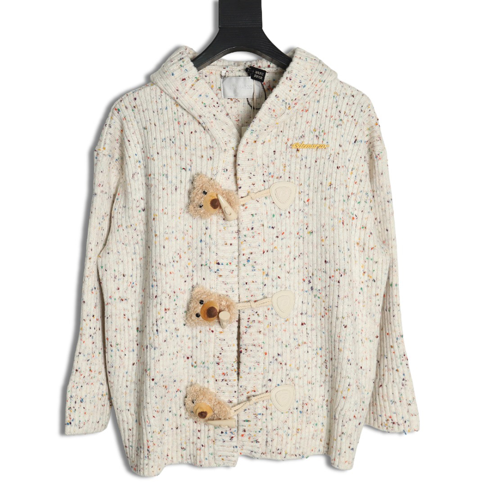 13De Marzo horn button hooded cardigan sweater