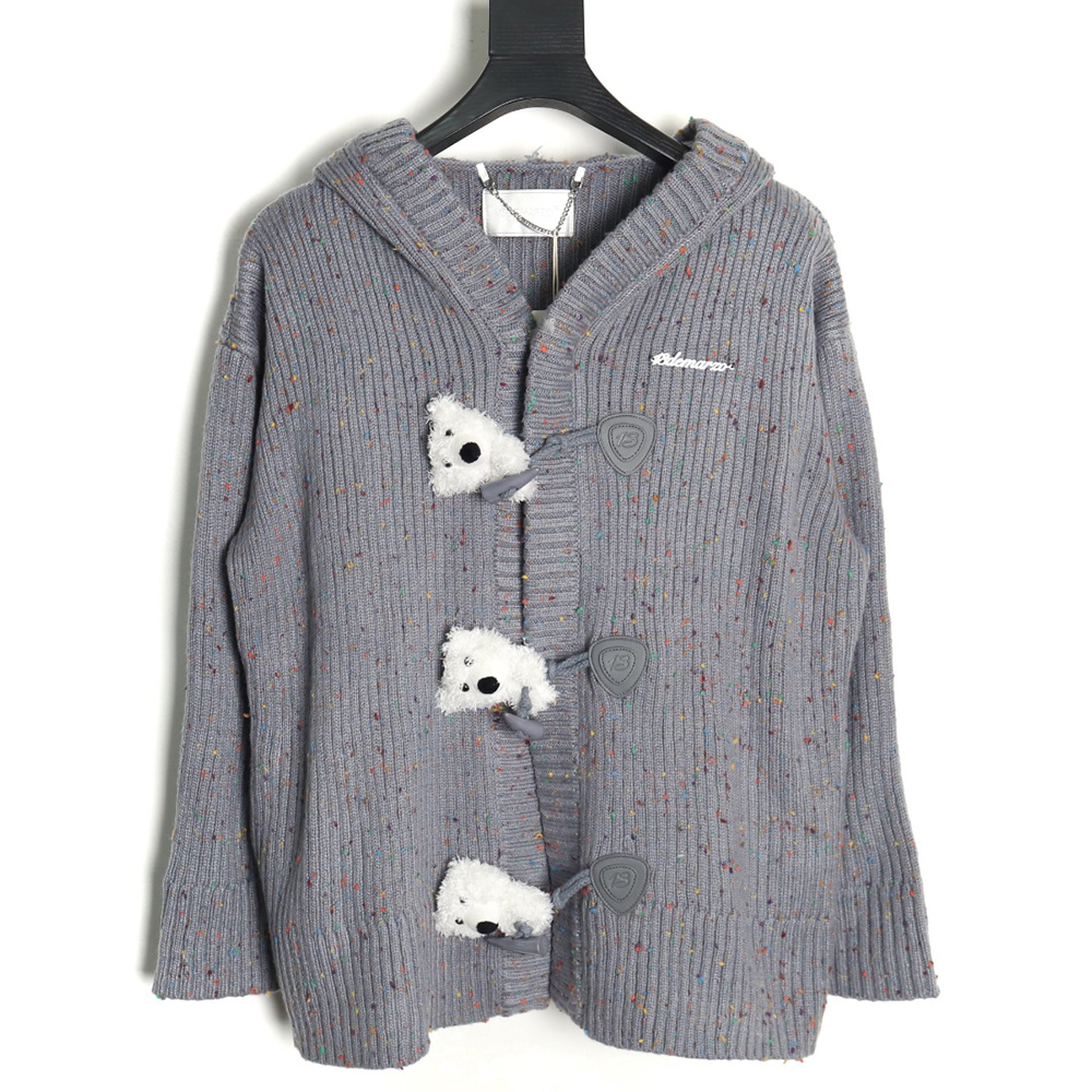 13De Marzo horn button hooded cardigan sweater TSK1