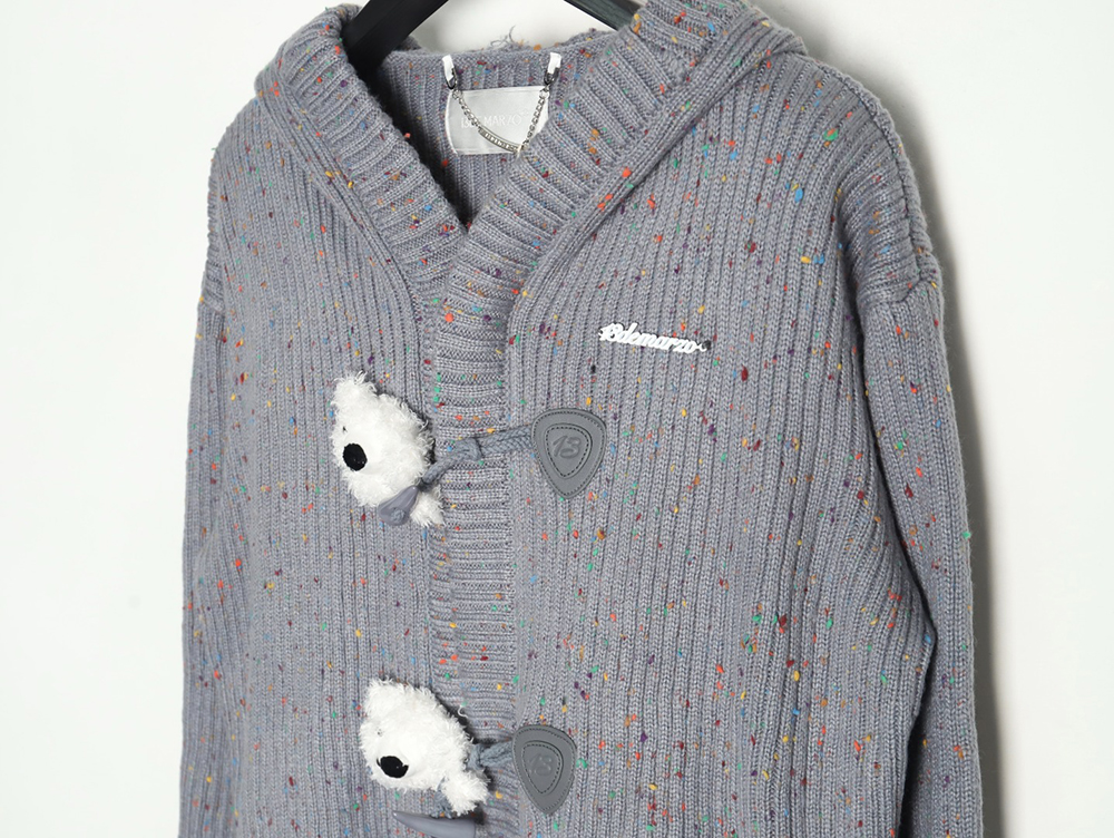 13De Marzo horn button hooded cardigan sweater TSK1