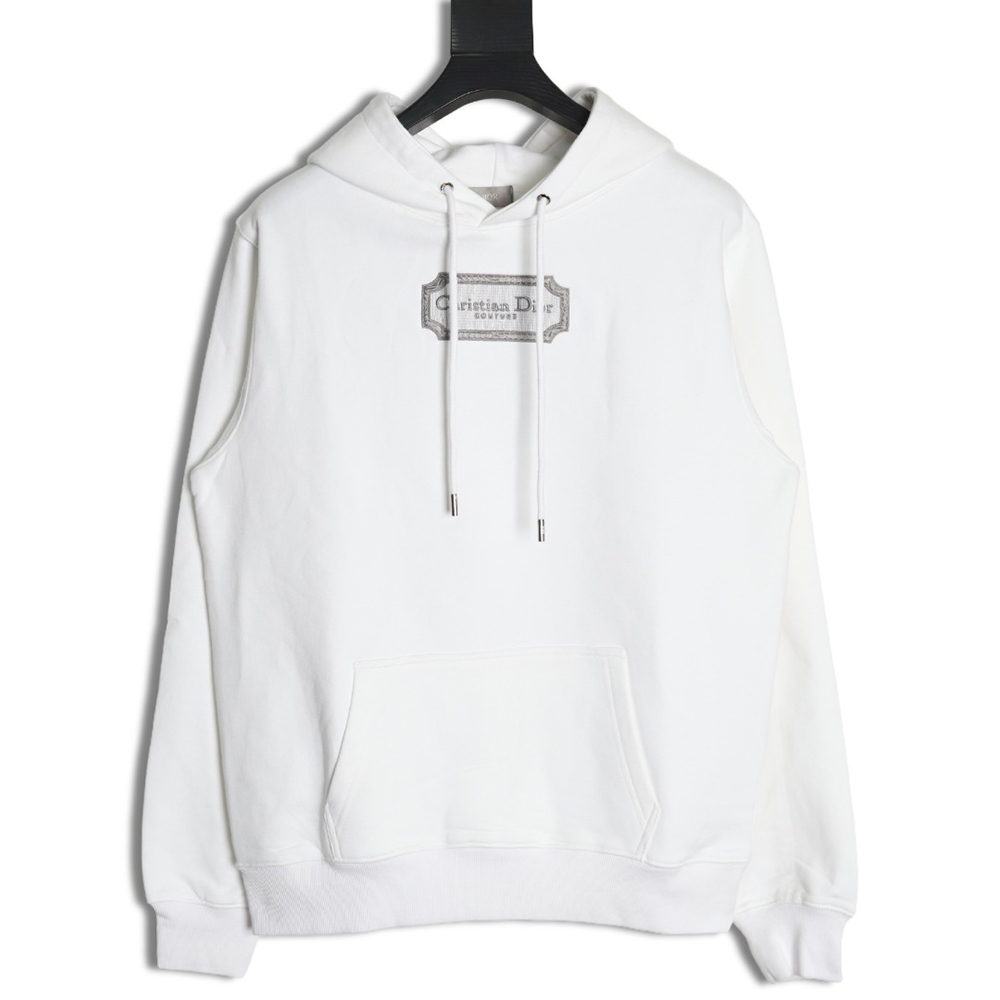 Dior embroidered silver logo hoodie