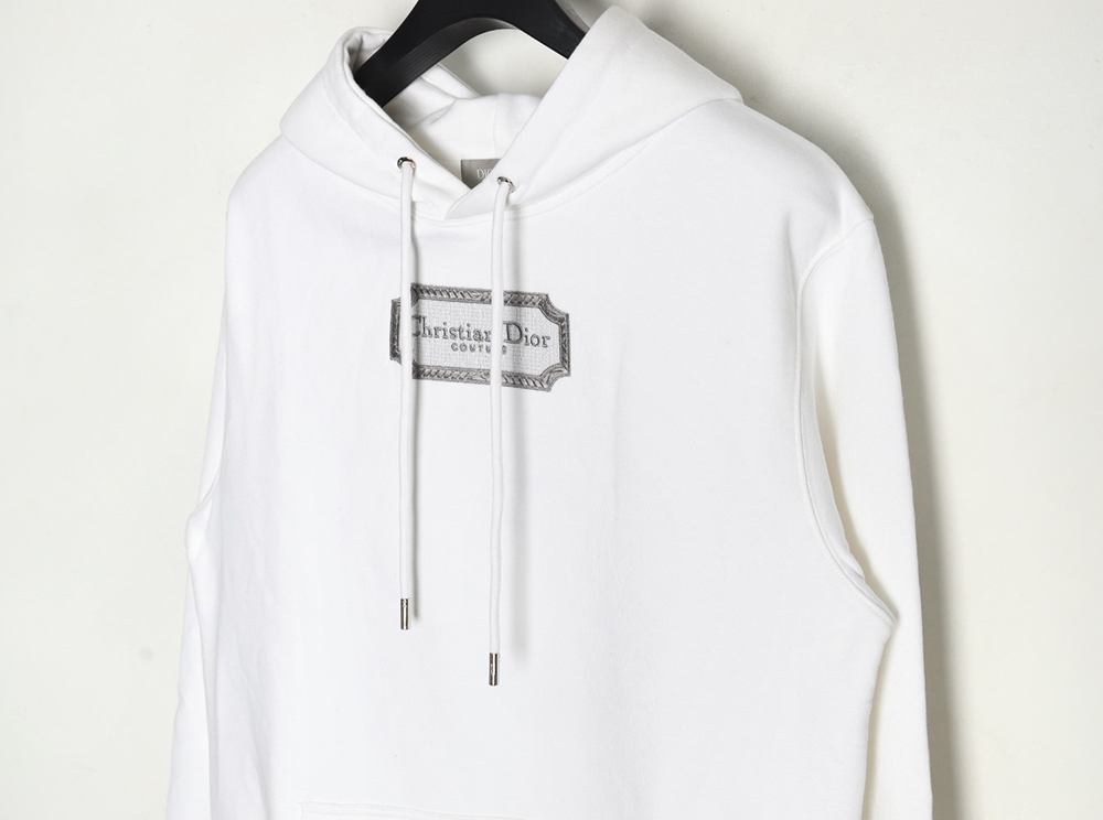 Dior embroidered silver logo hoodie