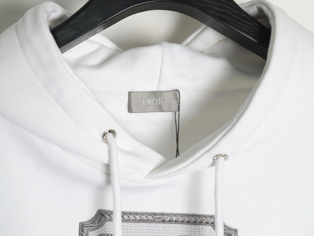 Dior embroidered silver logo hoodie
