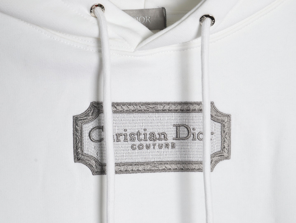 Dior embroidered silver logo hoodie