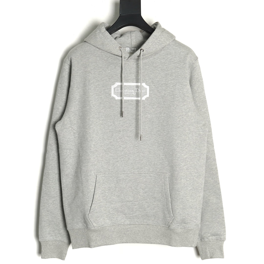 Dior embroidered silver logo hoodie TSK1