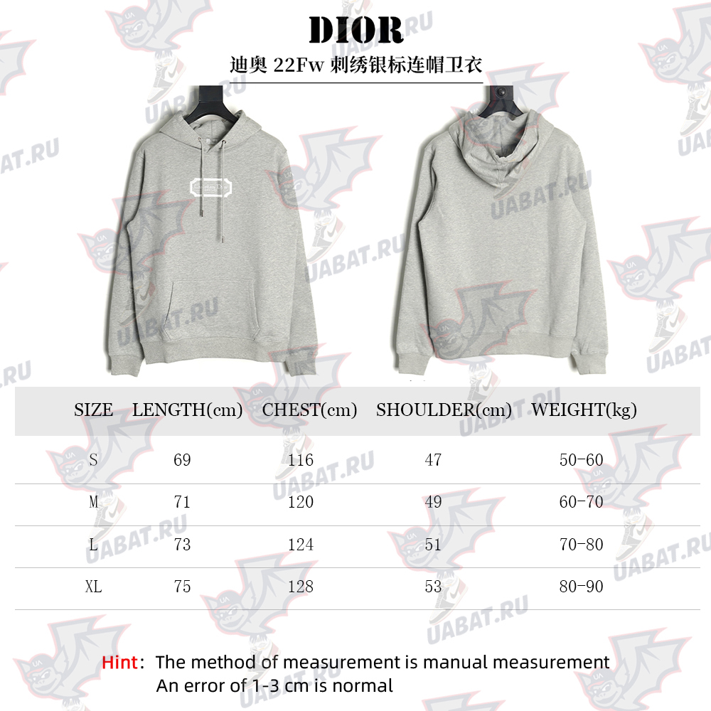 Dior embroidered silver logo hoodie TSK1