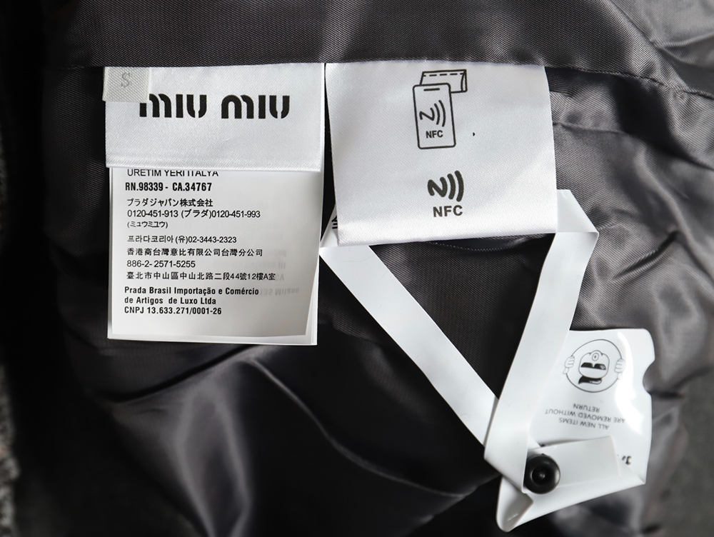 Miu Miu fine plaid stand collar zipper jacket