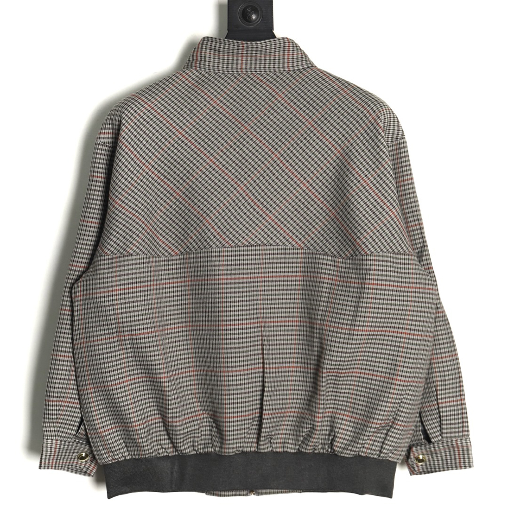 Miu Miu fine plaid stand collar zipper jacket