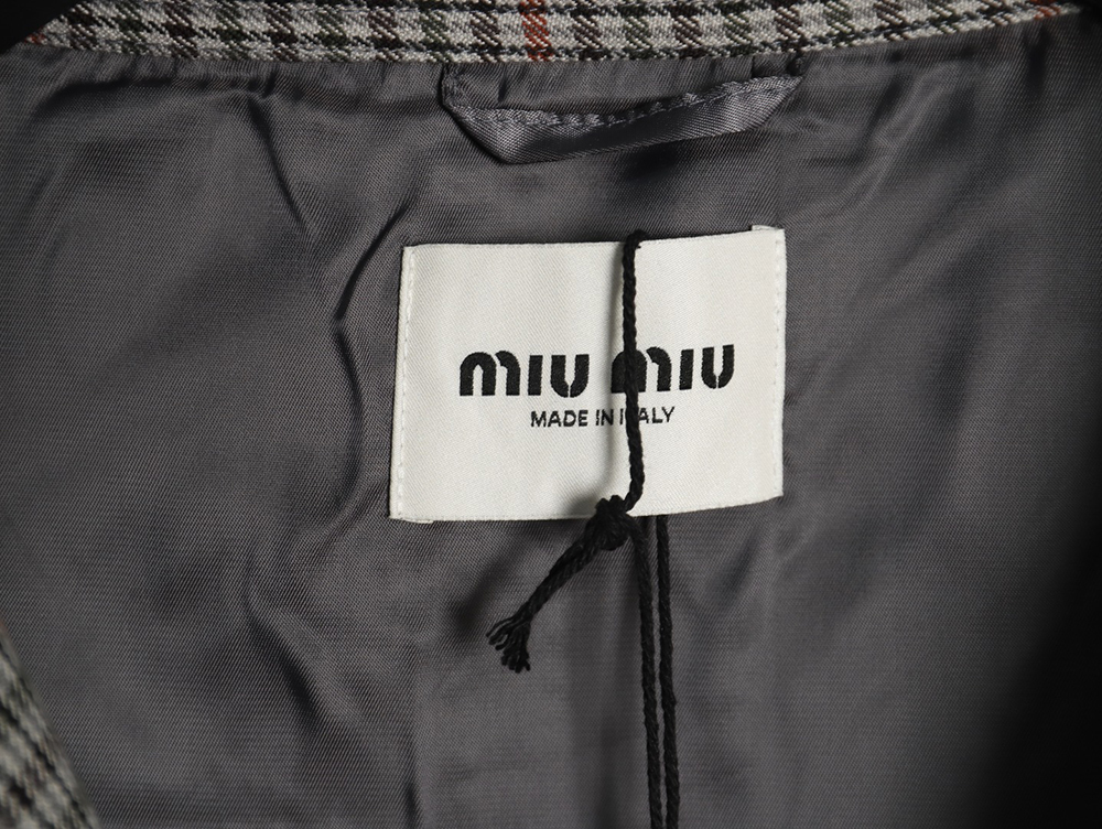 Miu Miu fine plaid stand collar zipper jacket