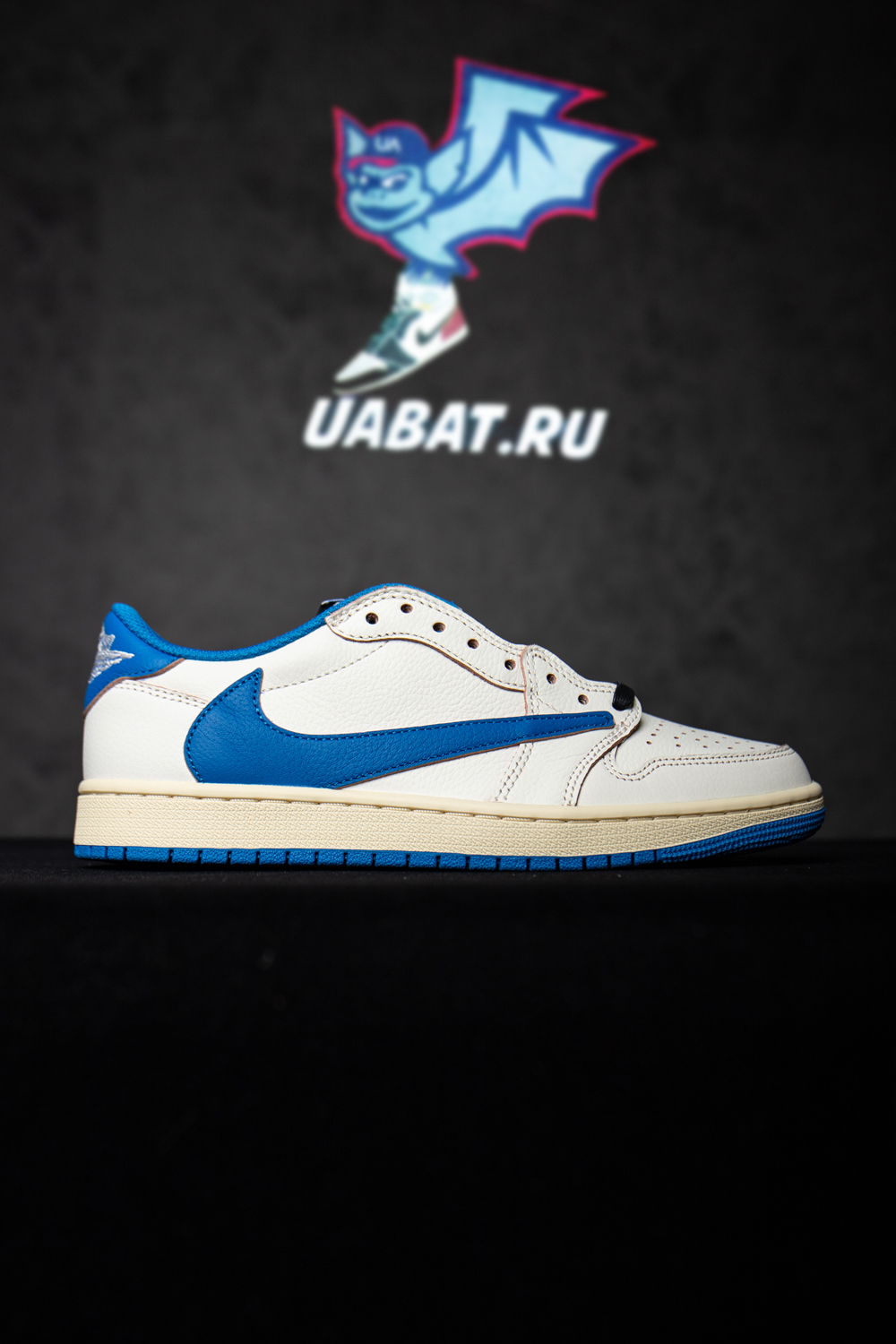 Fragment Design x Travis Scott x Air Jordan 1 Retro Low OG SP ''Sail Military Blue''
