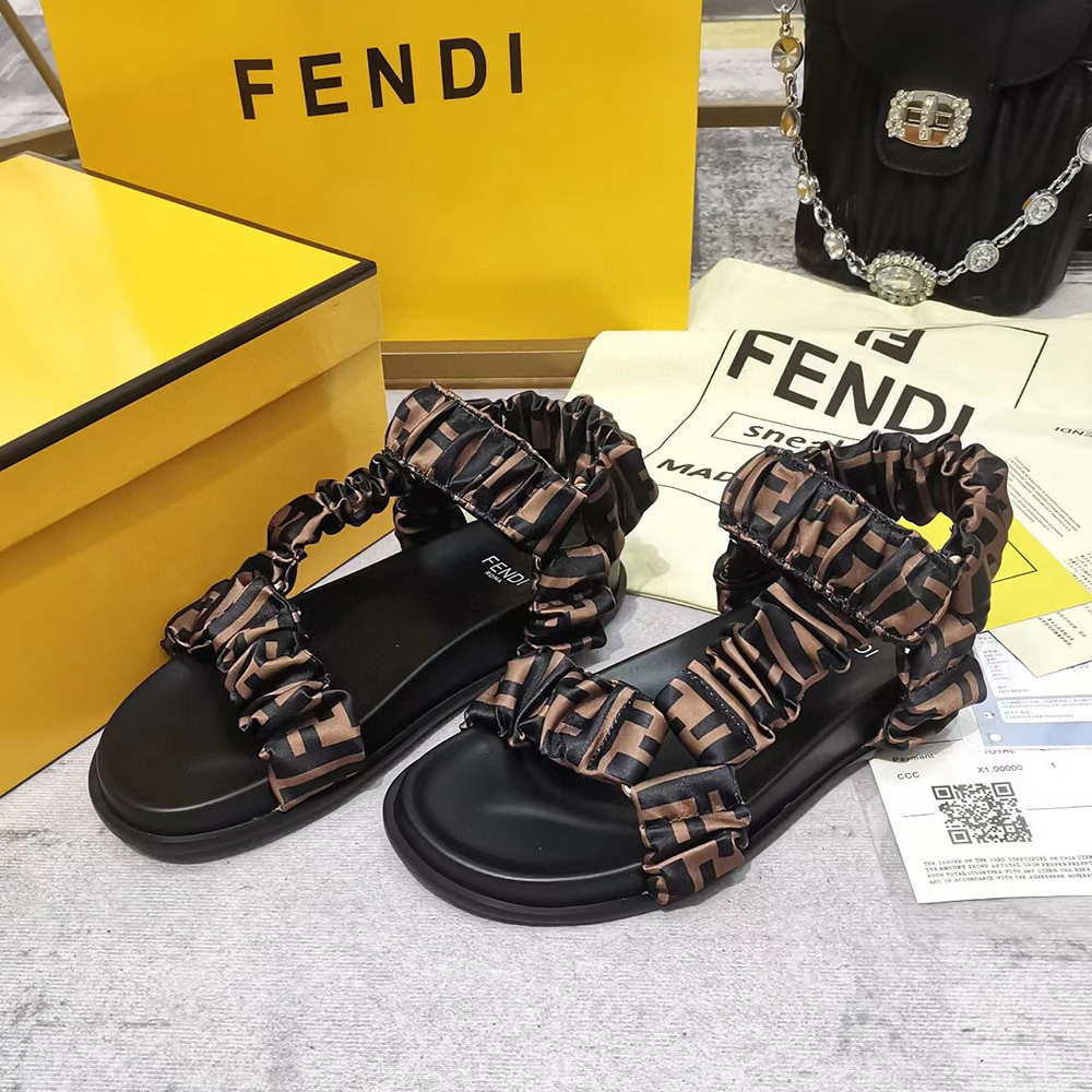 Fendi Feel Brown satin sandals