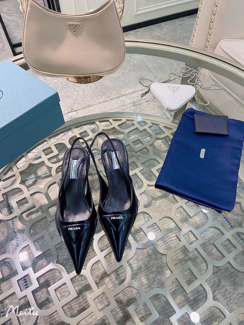Prada Patent leather slingback pumps height：3cm