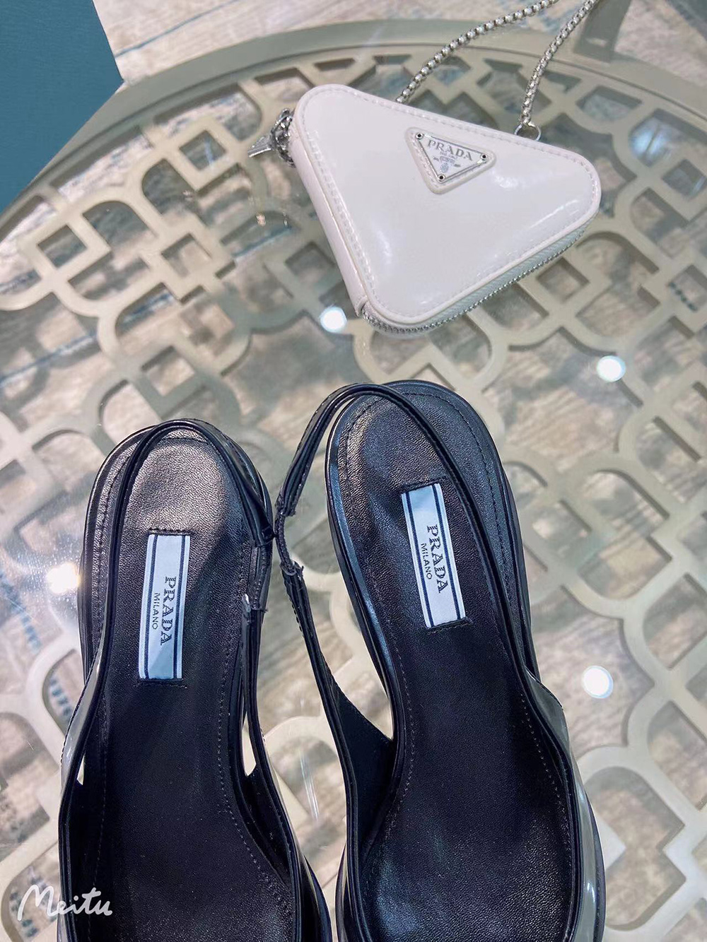 Prada Patent leather slingback pumps height：3cm