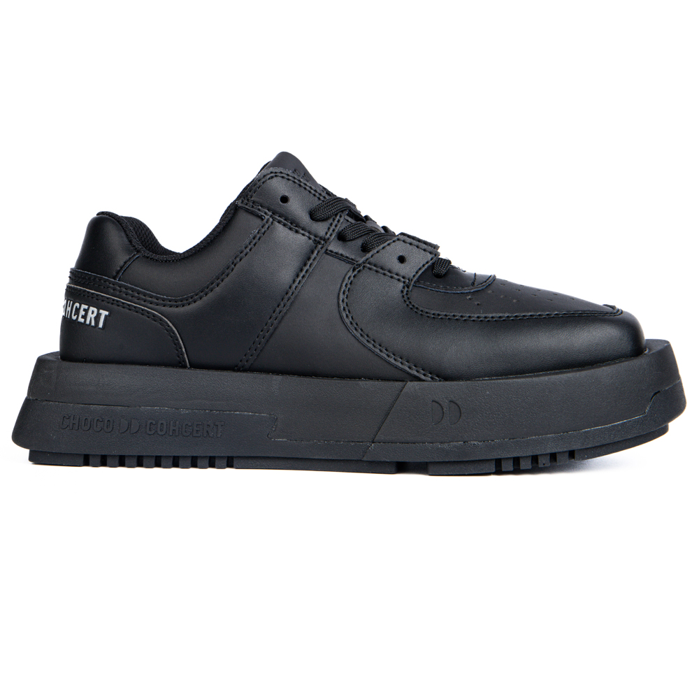 Choco Concert Cow Leather Stylish Skateboarding Shoes Black