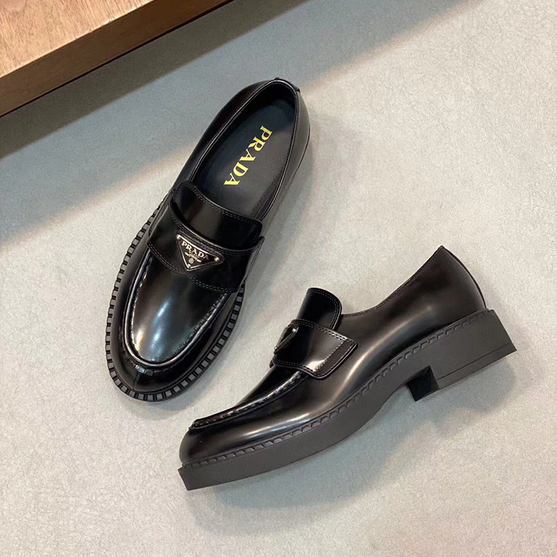Prada Chocolate brushed leather loafers