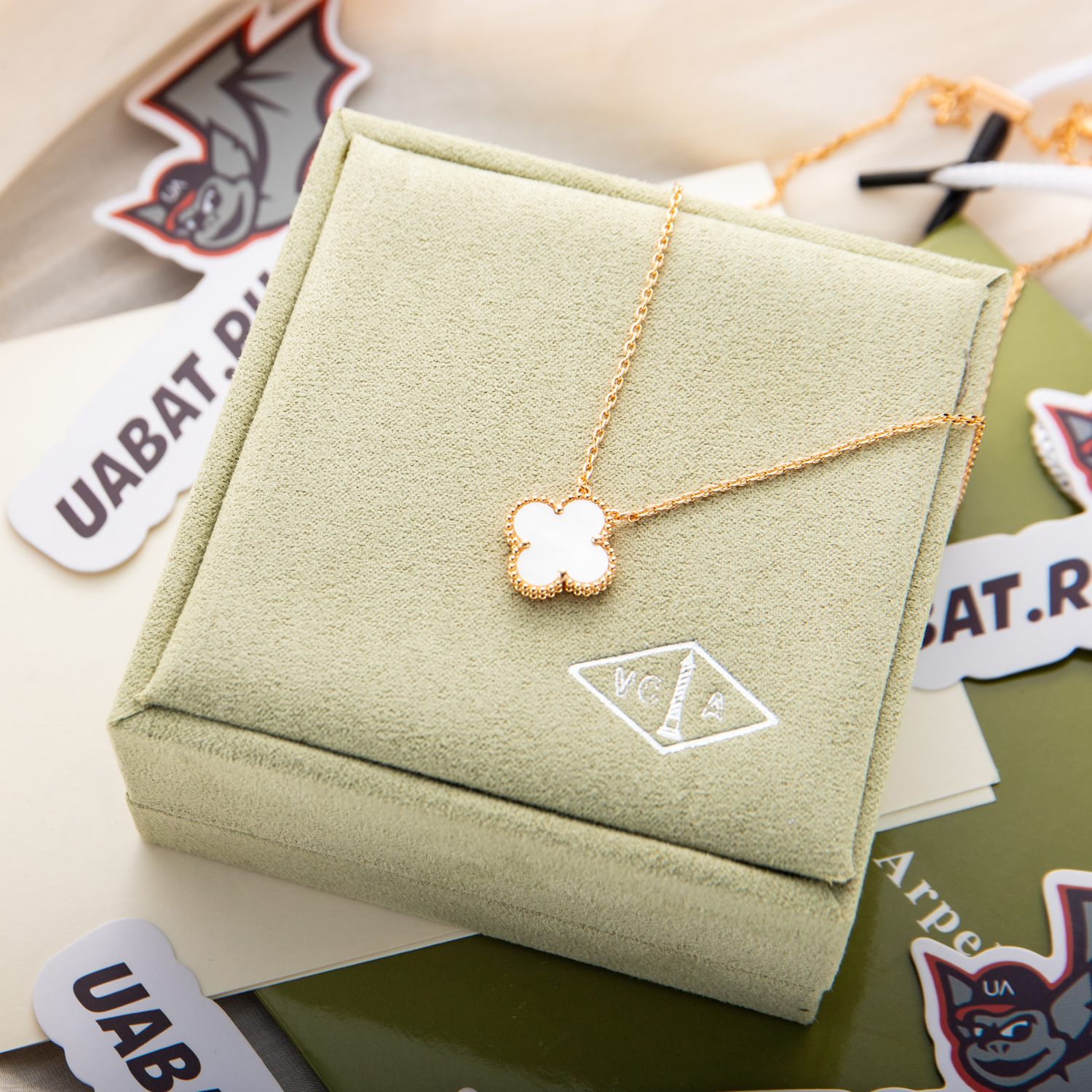 Van Cleef & Arpels, Gold White Shell Necklaces
