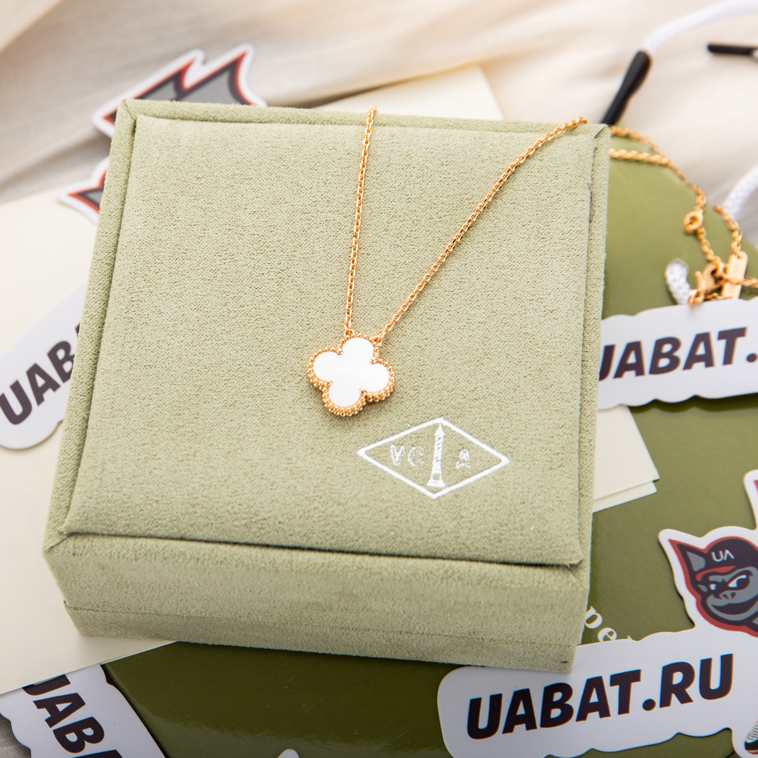 Van Cleef & Arpels, Gold White Shell Necklaces