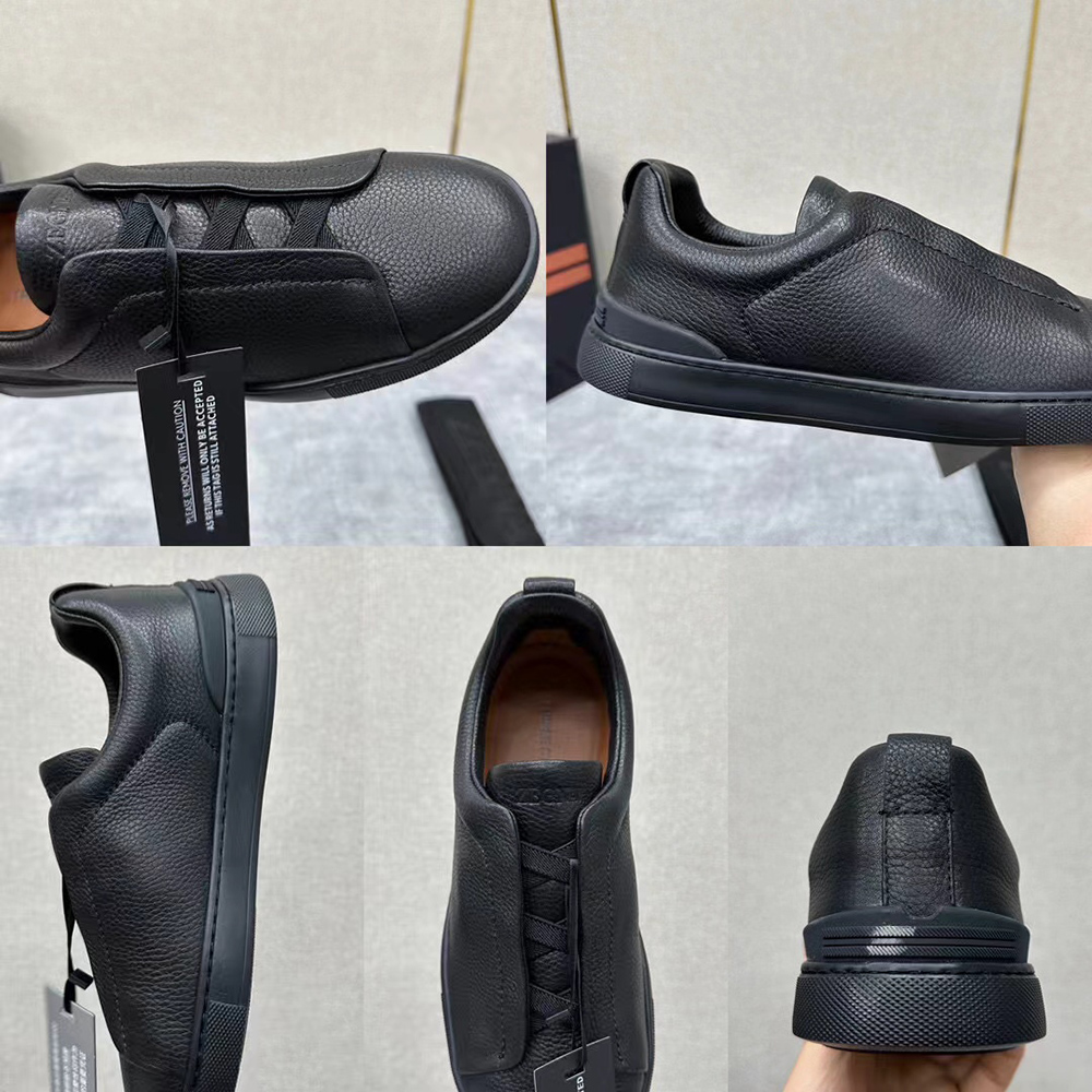 Zegna Black Deerskin Triple Stitch? Sneakers