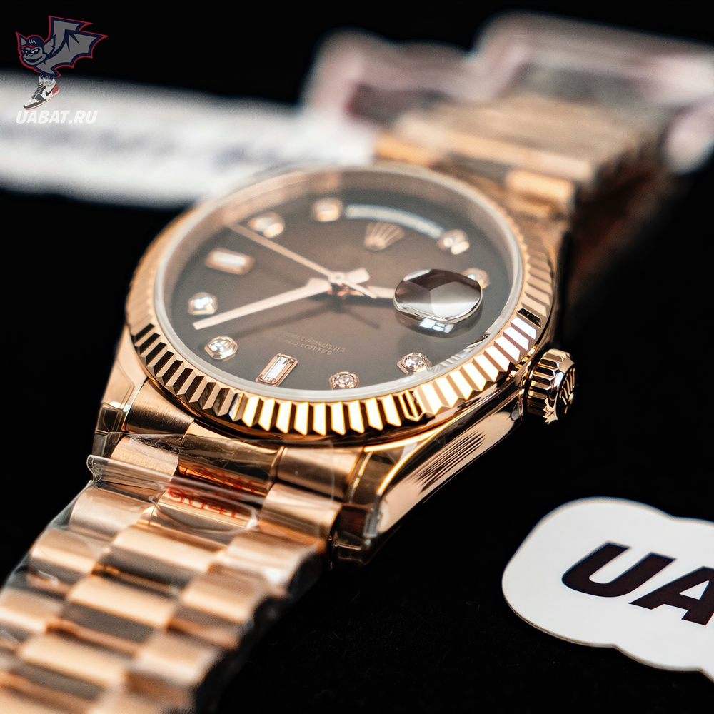 Rolex - DayDate 36mm Flt Pres RG/RG Brown Diam EWF A3255 Mod