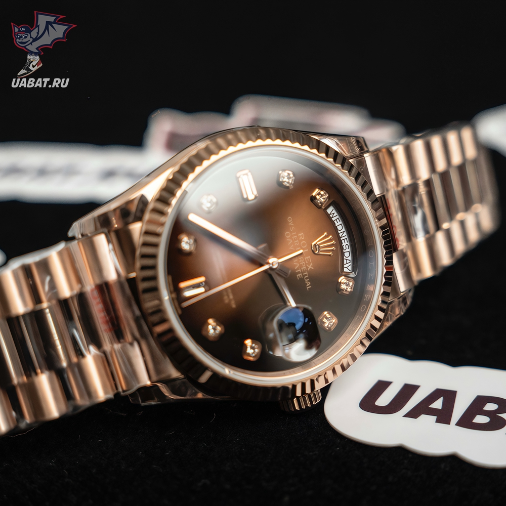 Rolex - DayDate 36mm Flt Pres RG/RG Brown Diam EWF A3255 Mod