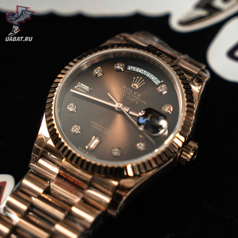Rolex - DayDate 36mm Flt Pres RG/RG Brown Diam EWF A3255 Mod