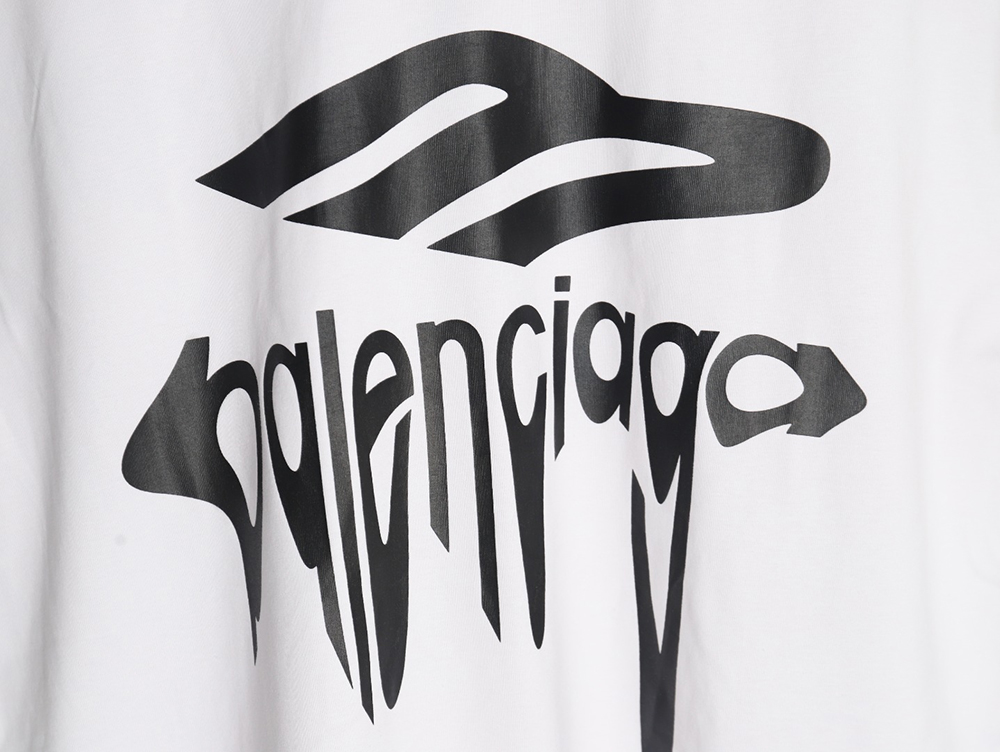 Balenciaga Art Letters Printed Washed Worn Short Sleeve T-Shirt