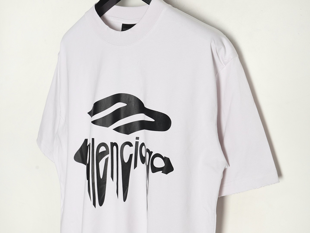 Balenciaga Art Letters Printed Washed Worn Short Sleeve T-Shirt