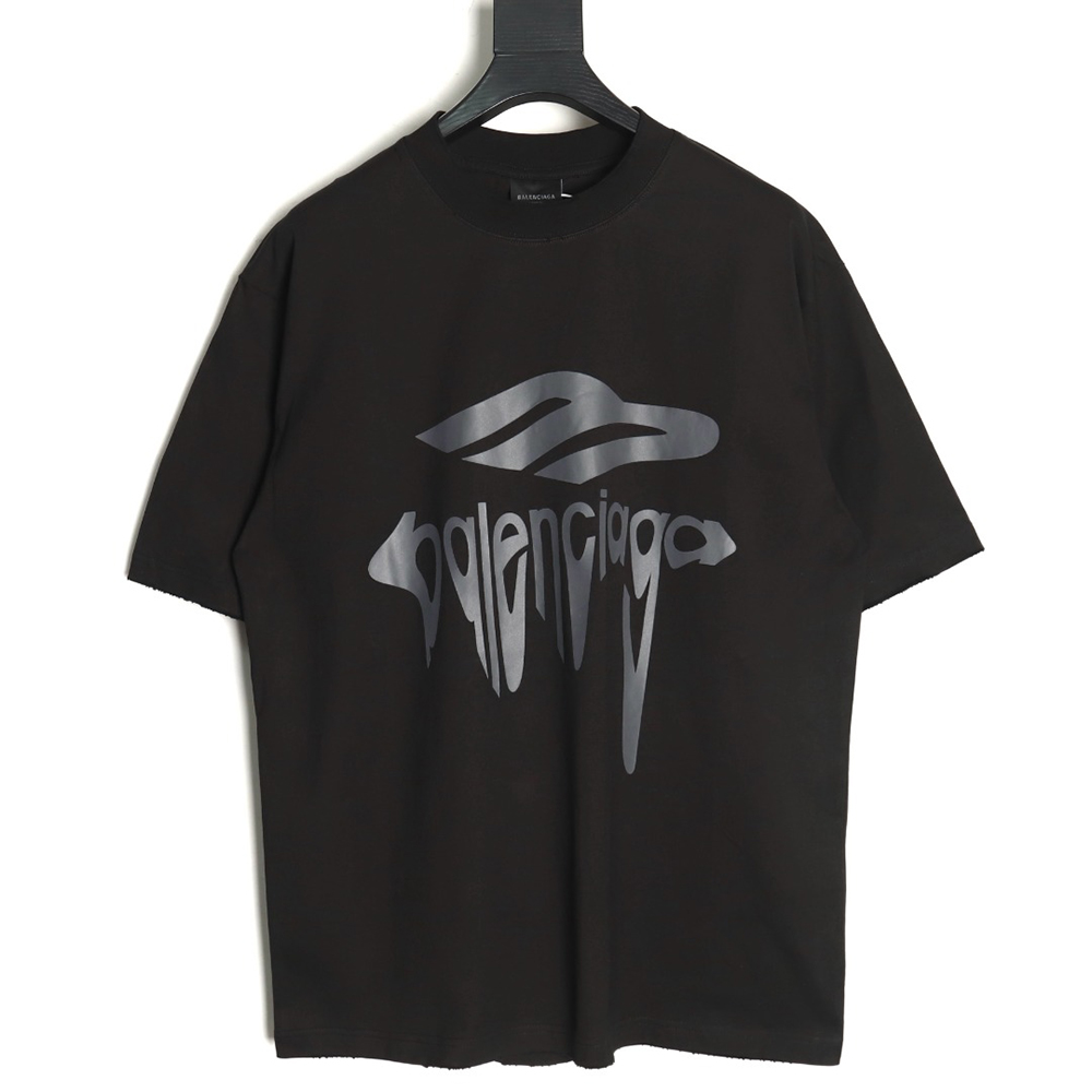 Balenciaga Art Letters Printed Washed Worn Short Sleeve T-Shirt TSK1