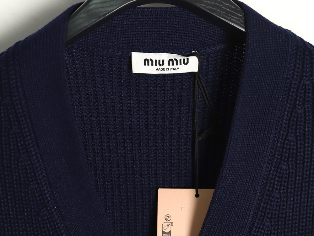 Miu Miu wool cashmere blend white and blue contrast color cardigan