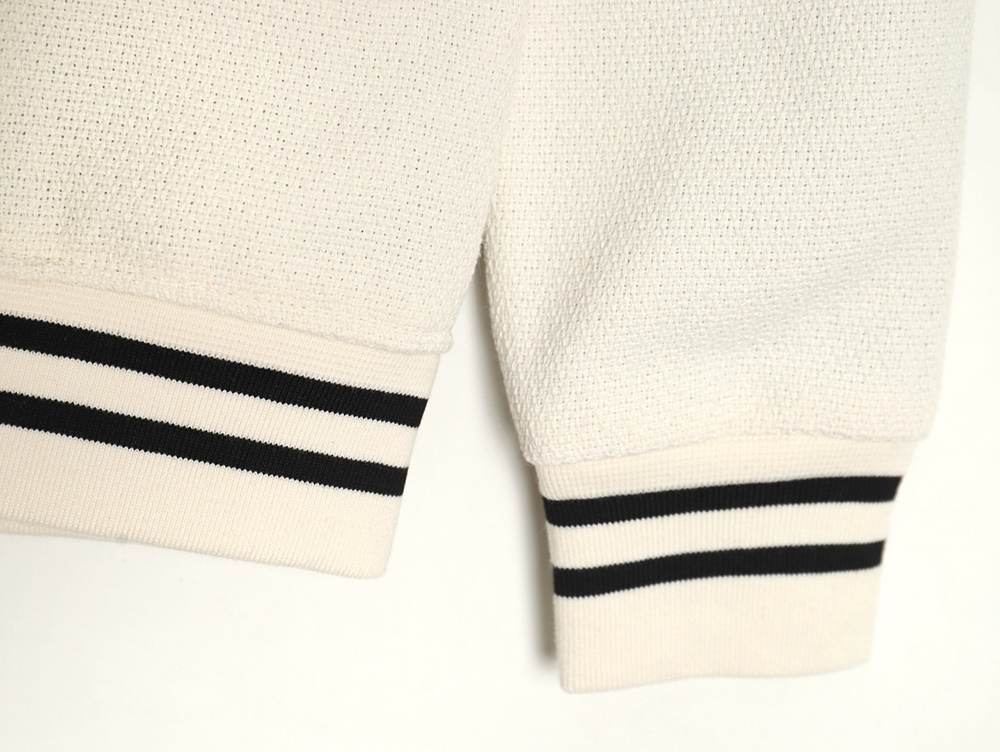 Saint Laurent Paris classic black and white leather baseball collar jacket