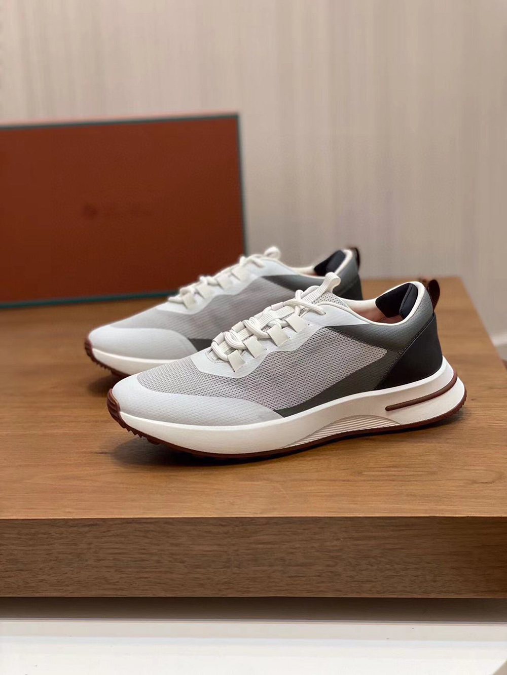 Loro Piana Gray men''s textile sneakers