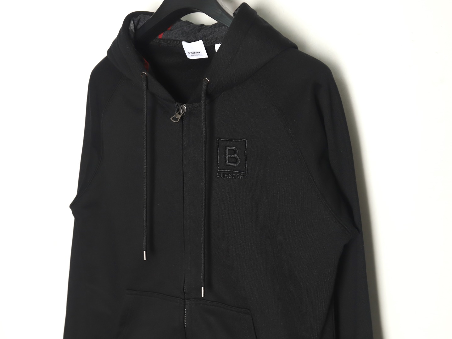 Burberry B plaid hooded zip-up hooded sweatshirt