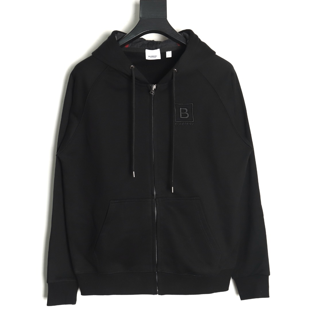 Burberry B plaid hooded zip-up hooded sweatshirt