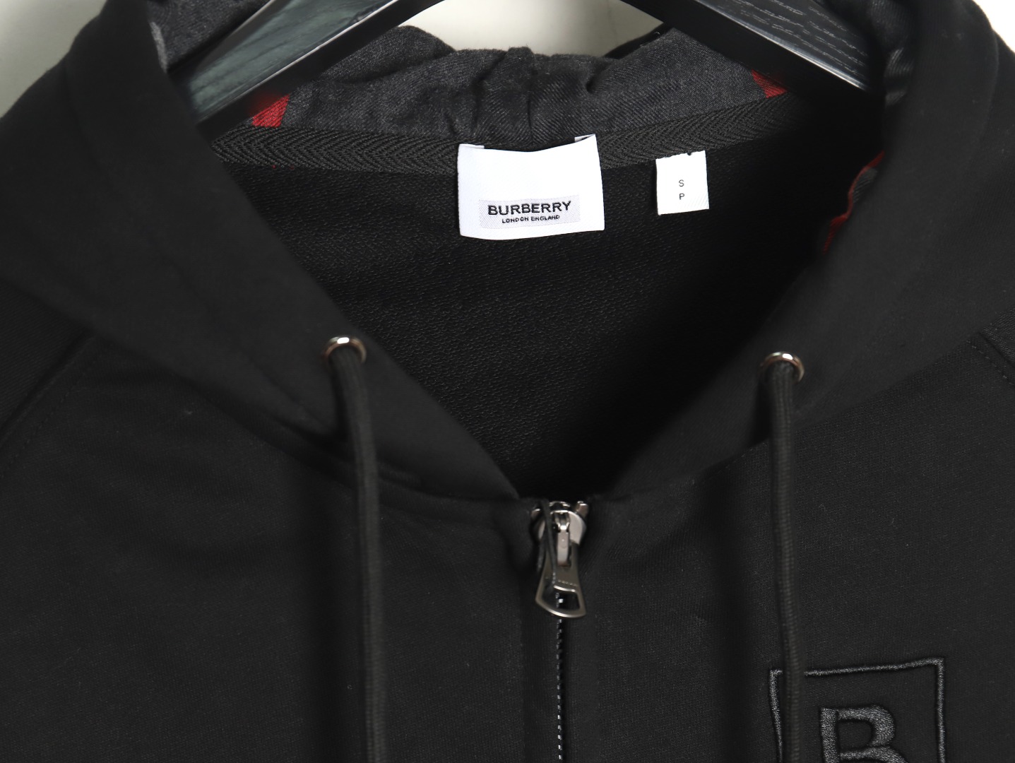 Burberry B plaid hooded zip-up hooded sweatshirt