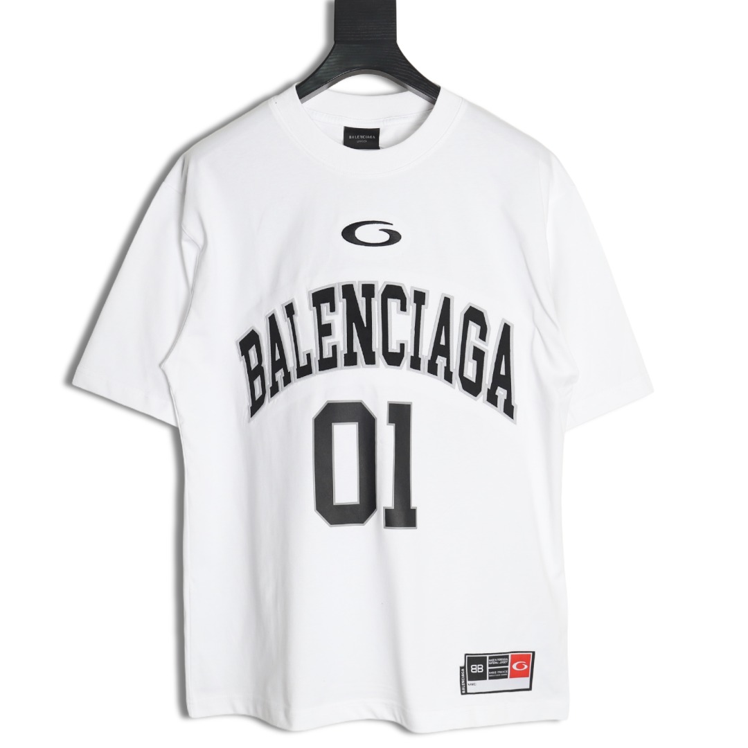 Balenciaga basketball jersey embroidered print short-sleeved T-shirt