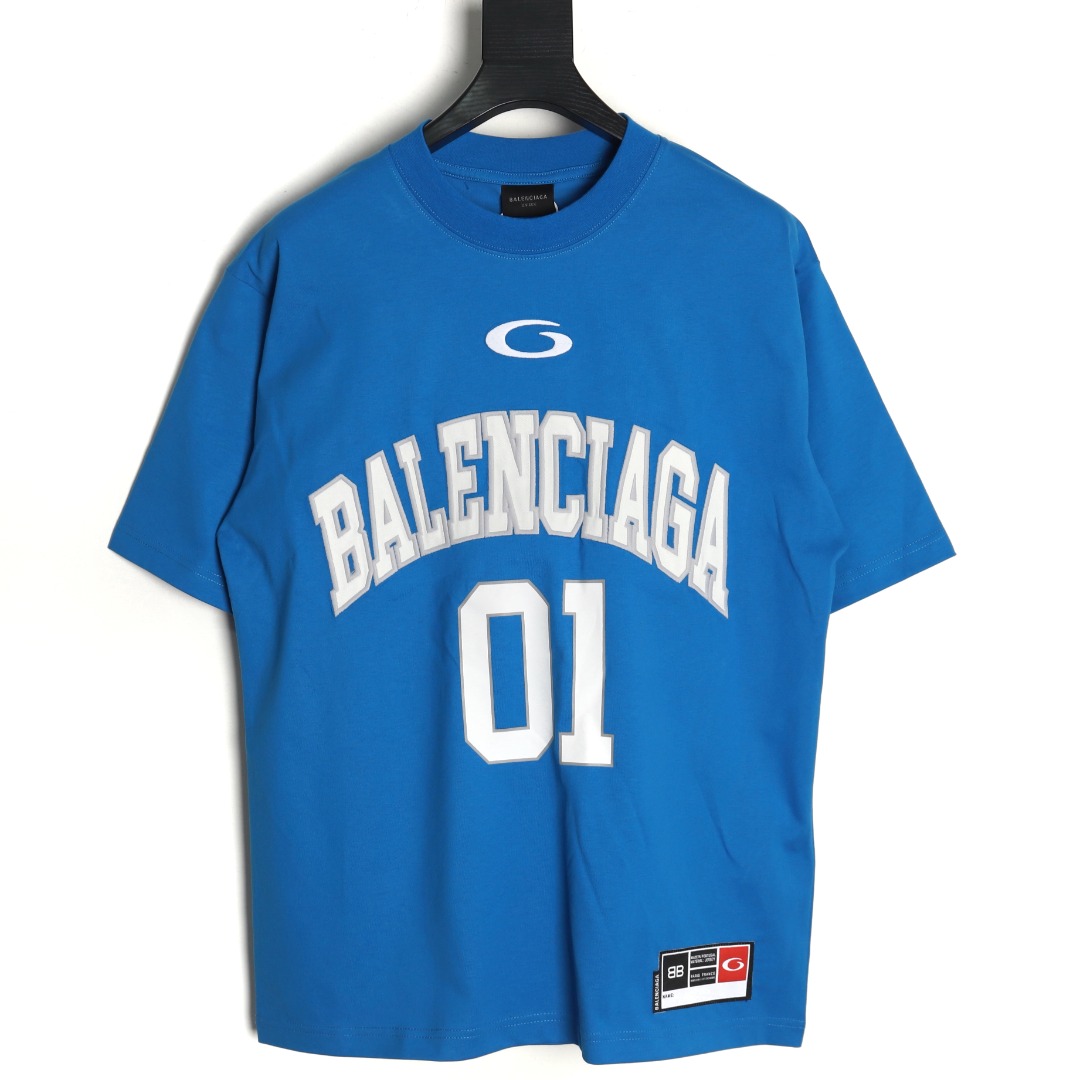 Balenciaga basketball jersey embroidered print short-sleeved T-shirt TSK2