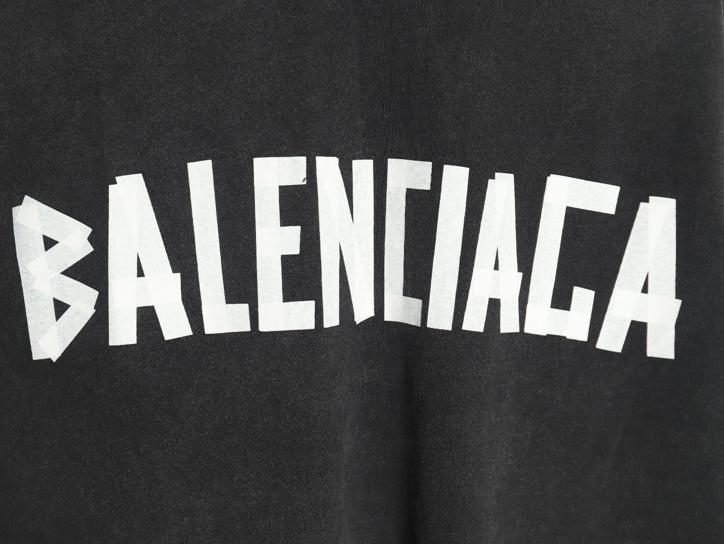 Balenciaga Washed Tape Letters Short Sleeve T-Shirt