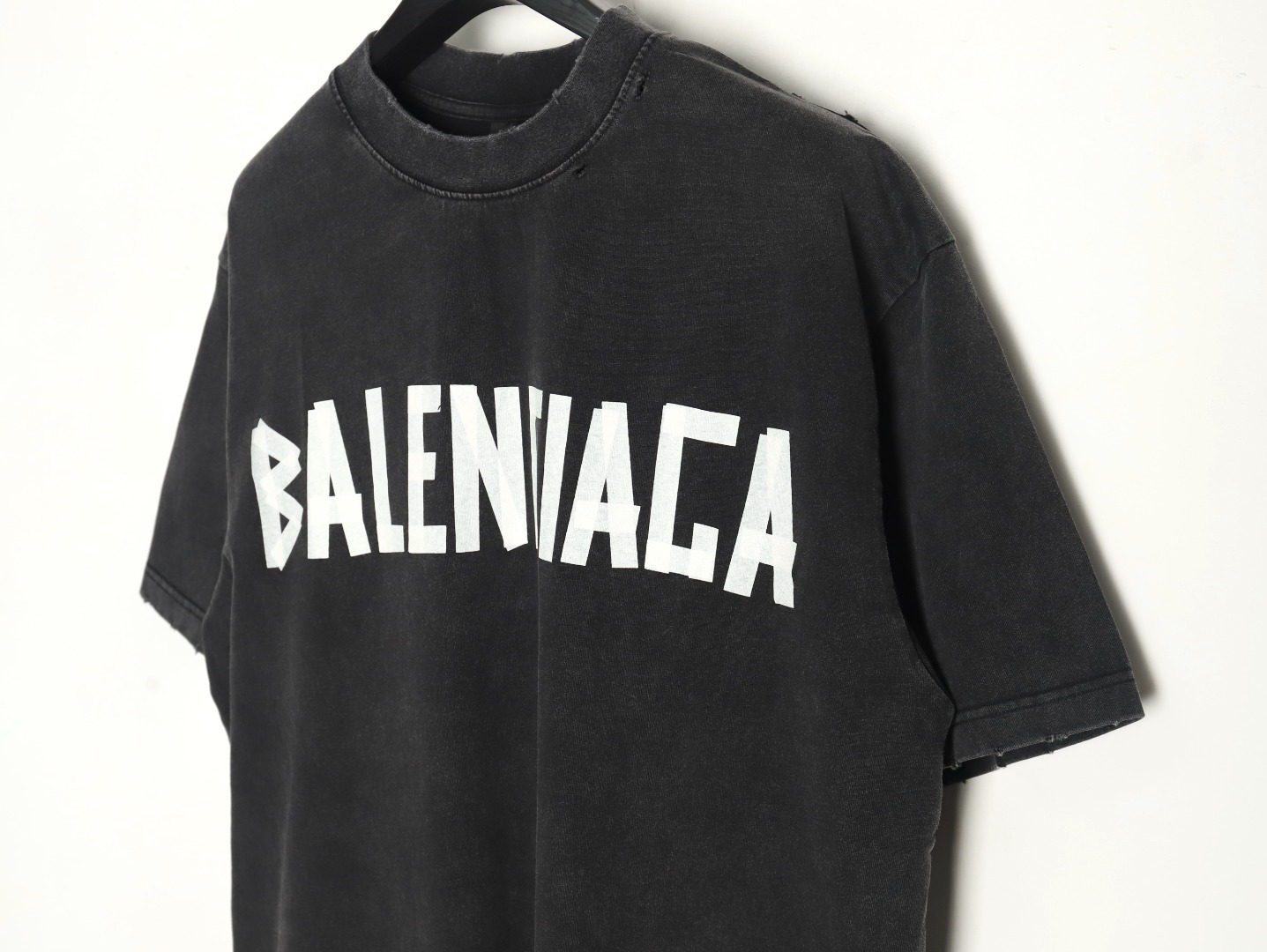 Balenciaga Washed Tape Letters Short Sleeve T-Shirt