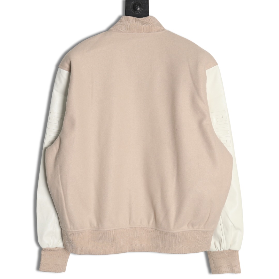 Givenchy embroidered letter patchwork wool baseball jacket