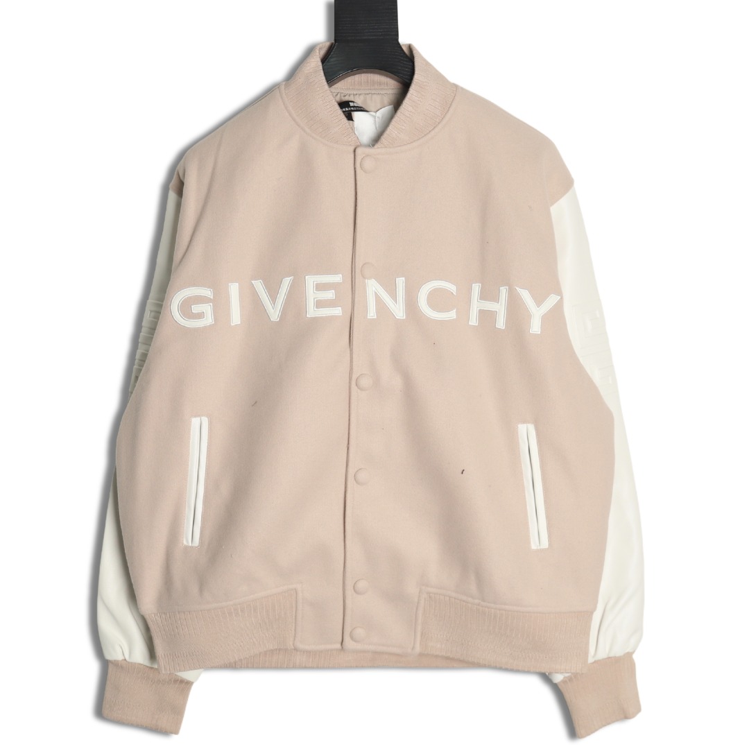 Givenchy embroidered letter patchwork wool baseball jacket