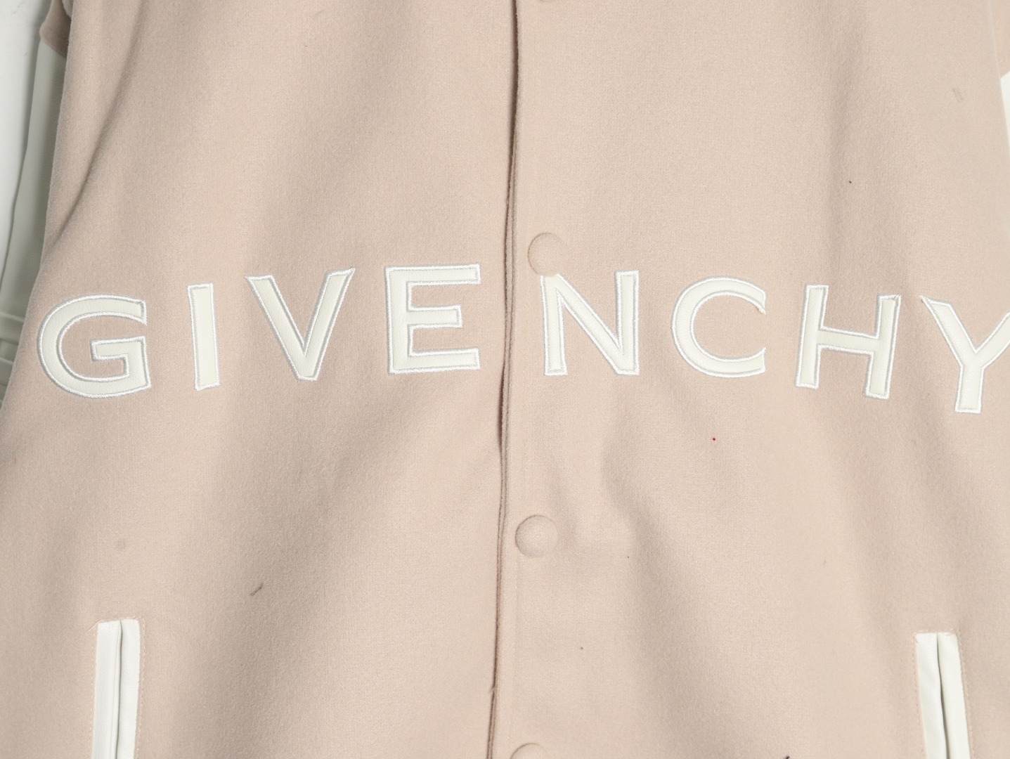 Givenchy embroidered letter patchwork wool baseball jacket