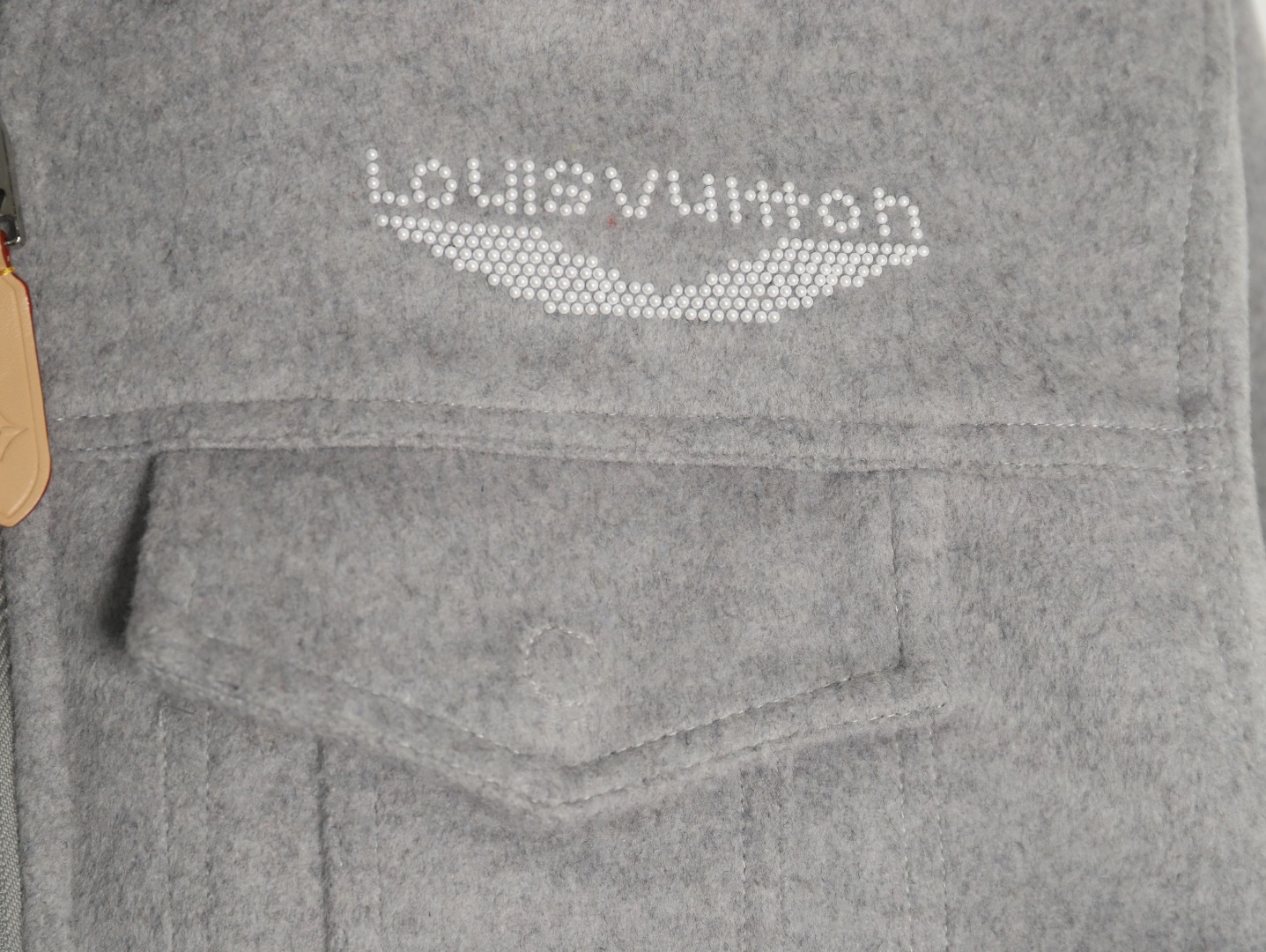 Louis Vuitton fur collar patchwork wool padded jacket
