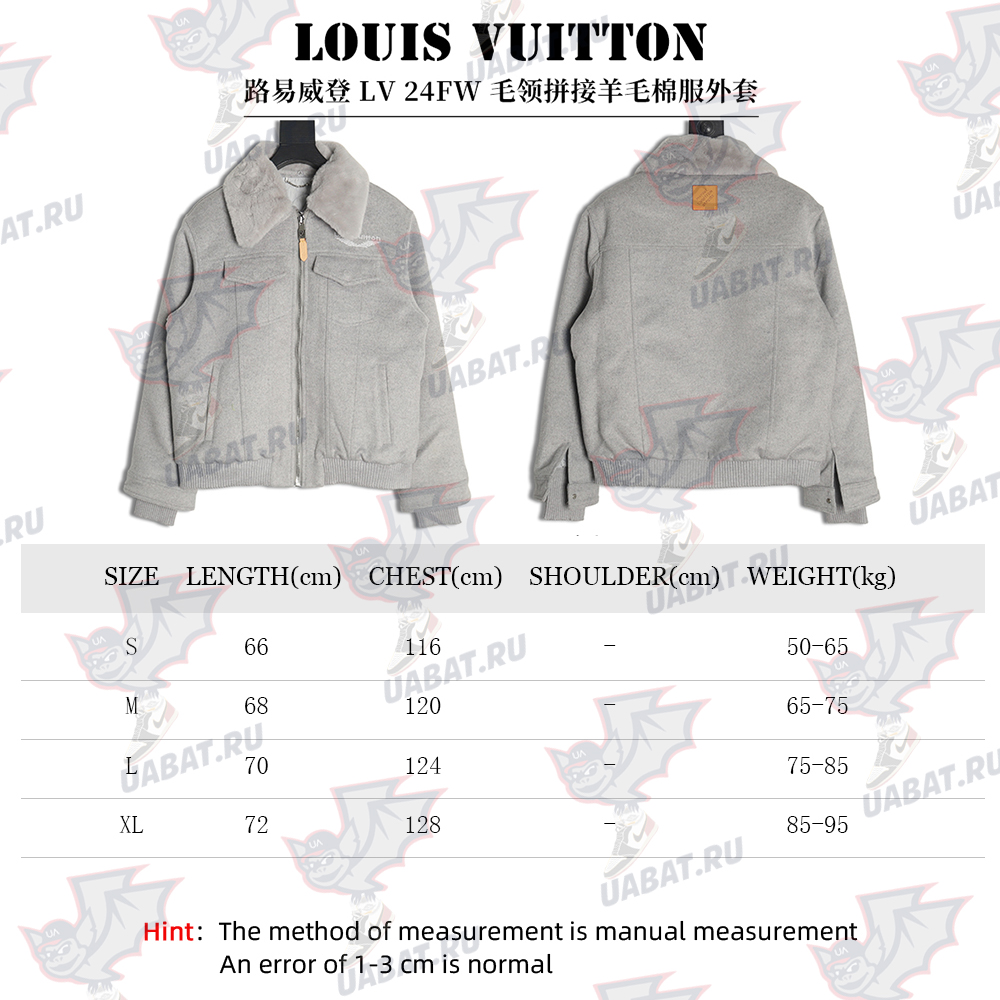 Louis Vuitton fur collar patchwork wool padded jacket