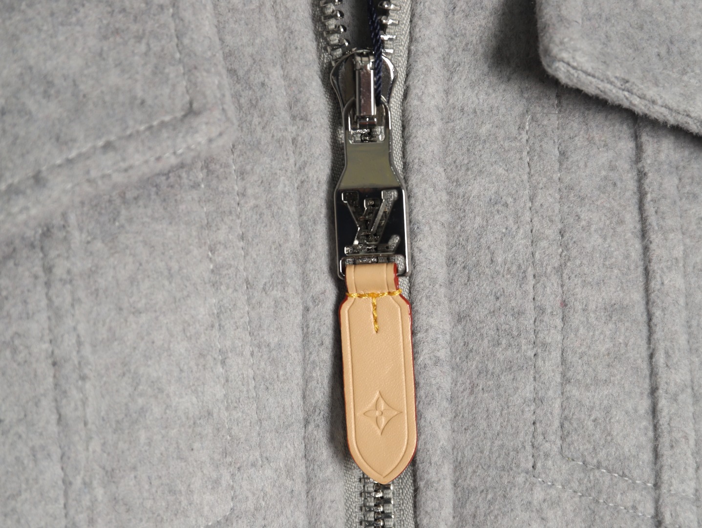 Louis Vuitton fur collar patchwork wool padded jacket